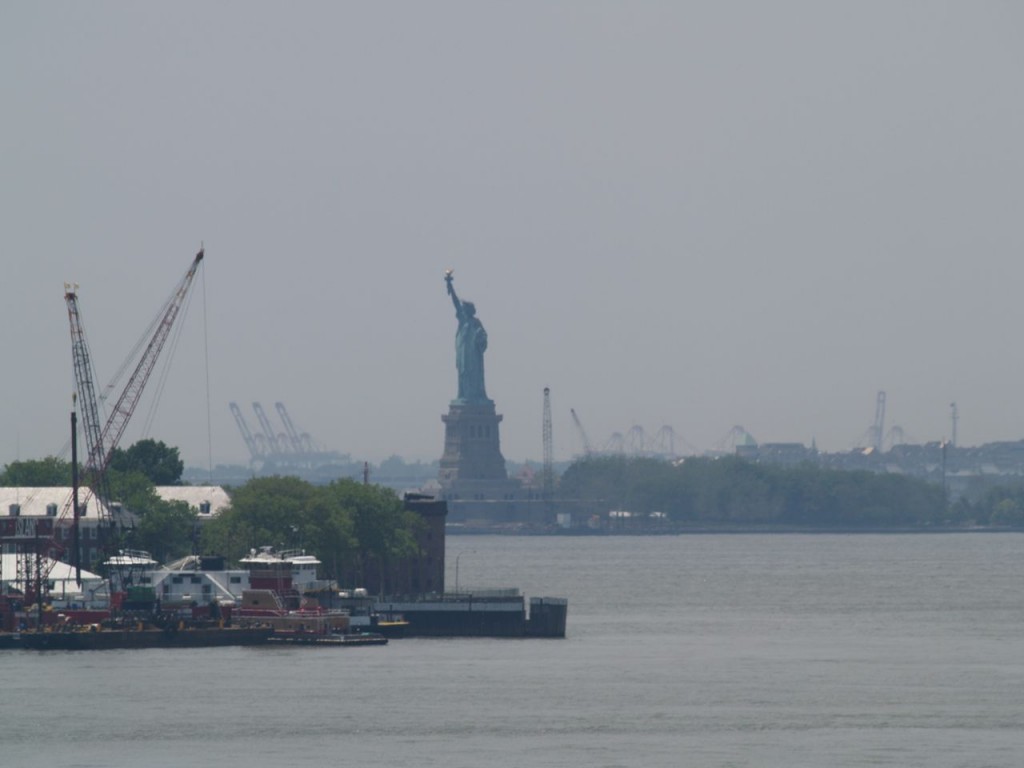 view of Statue of Liberty from Brooklyn Promenade