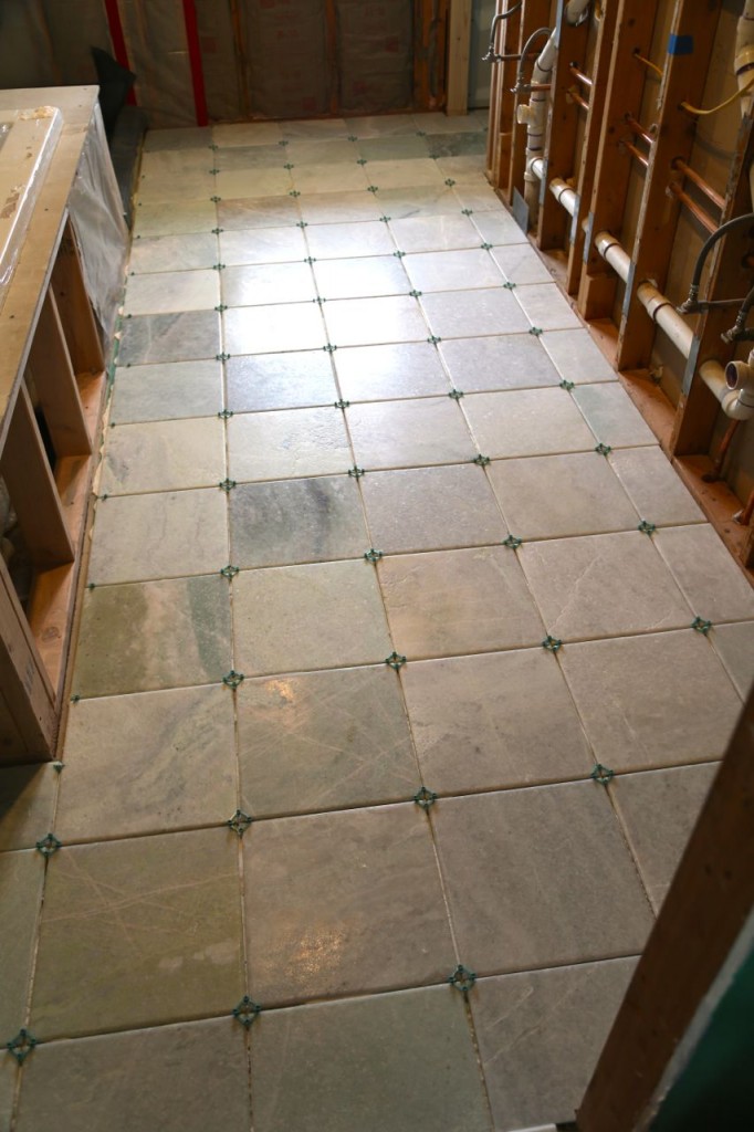 Floor tile laid