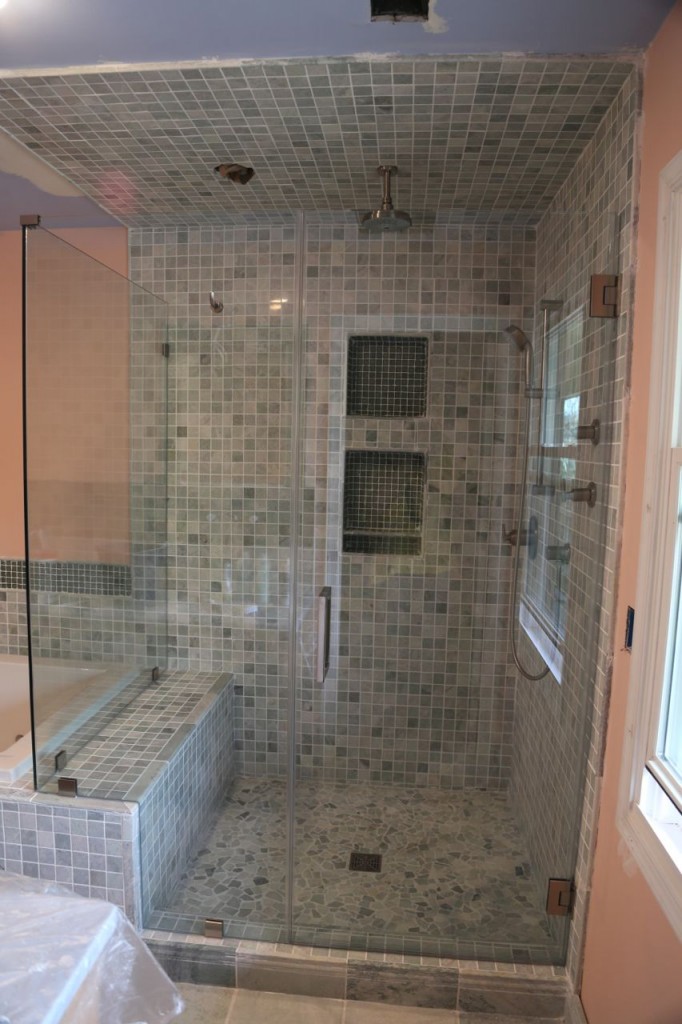 Shower glass wall and door