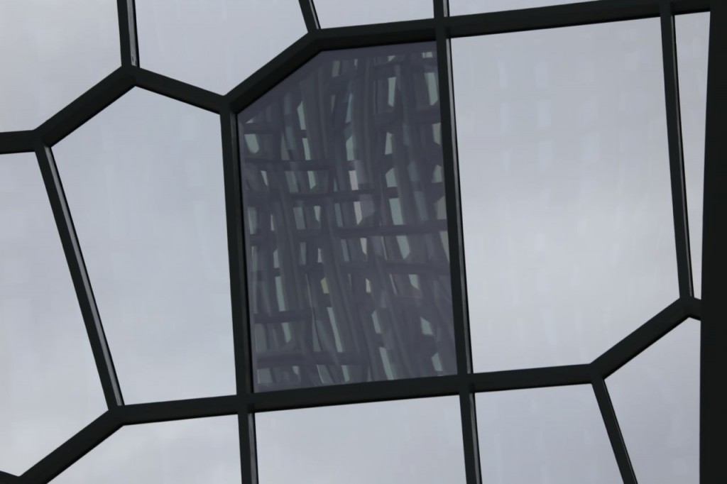 Harpa wall from interior