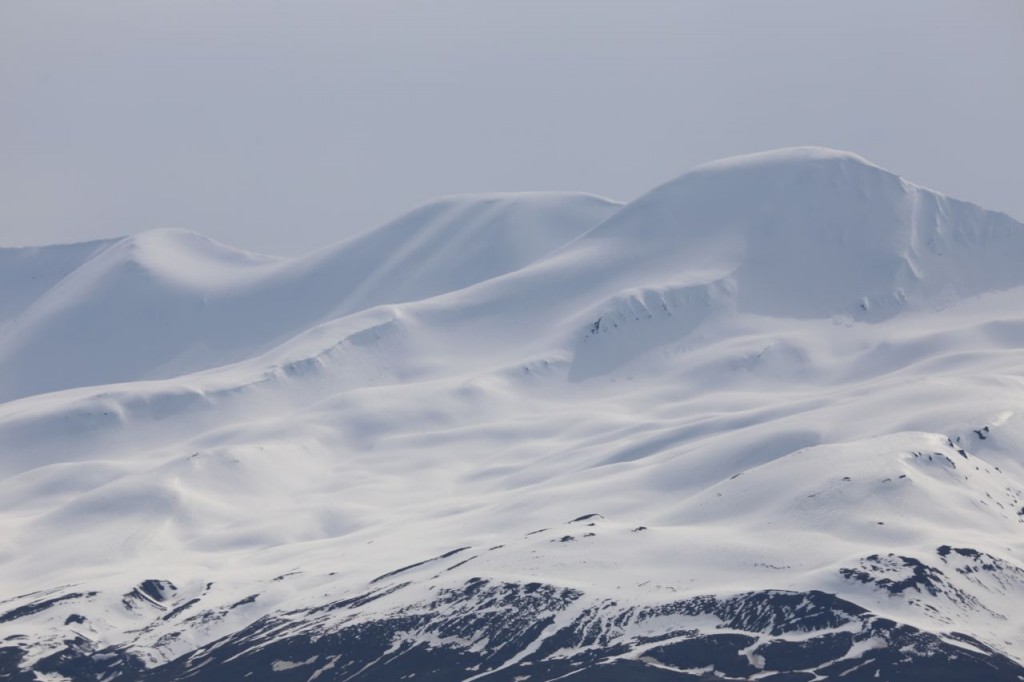 Close up of fjord mountain top