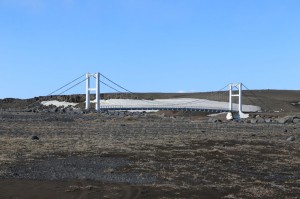 Even this beautiful suspension bridge over Jökulsá á fjöllum on the Ring Road on the northeastern side of the island is one lane.