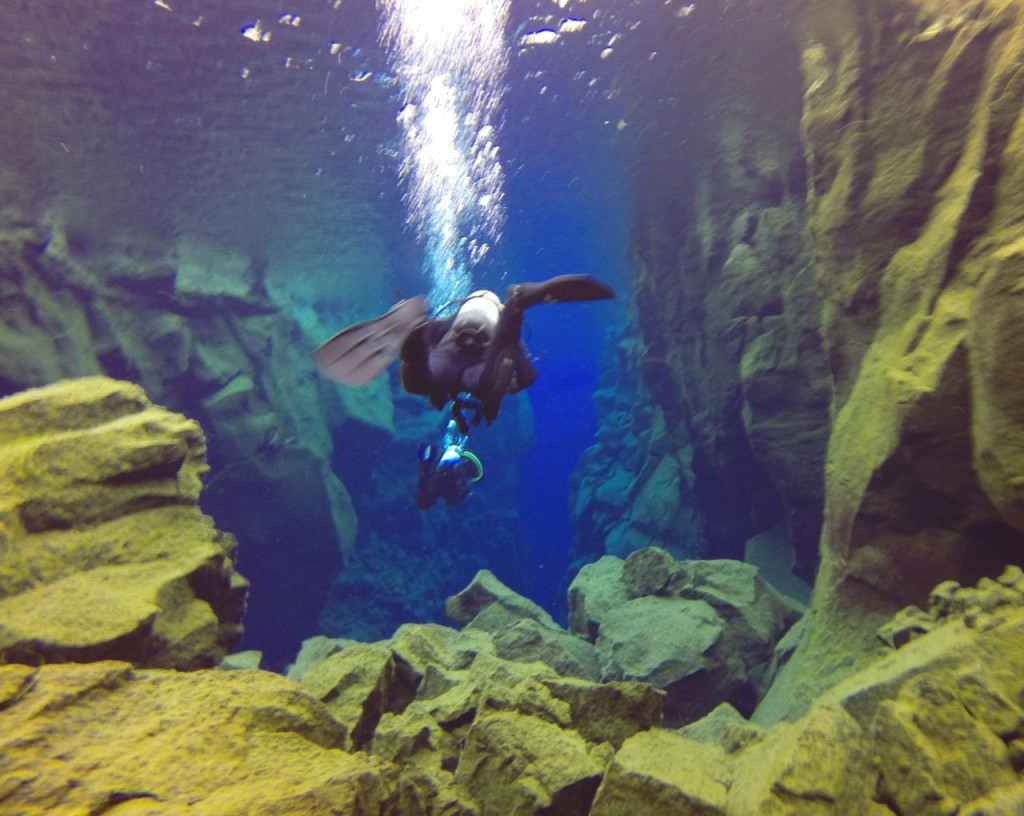 Diver in Canyon in Silfra