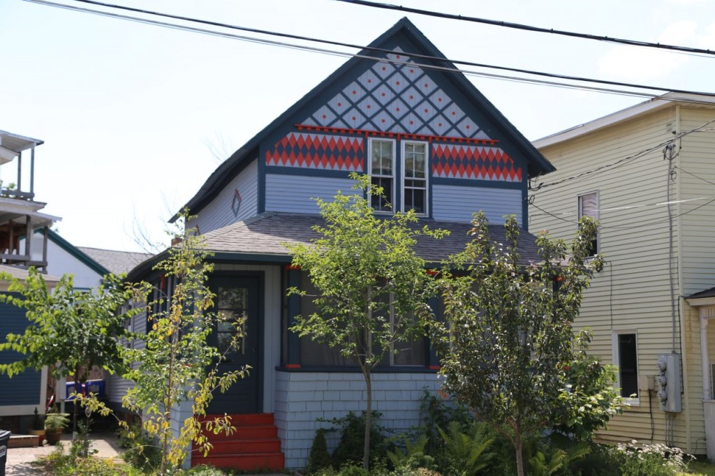 blue and orange house