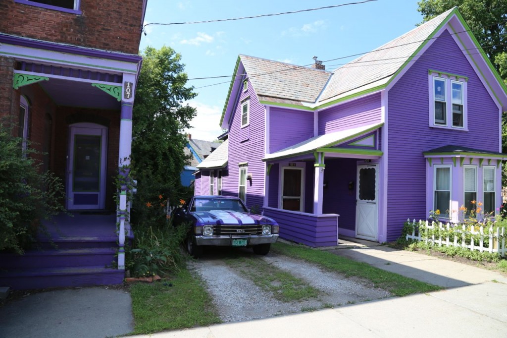 purple house and camino