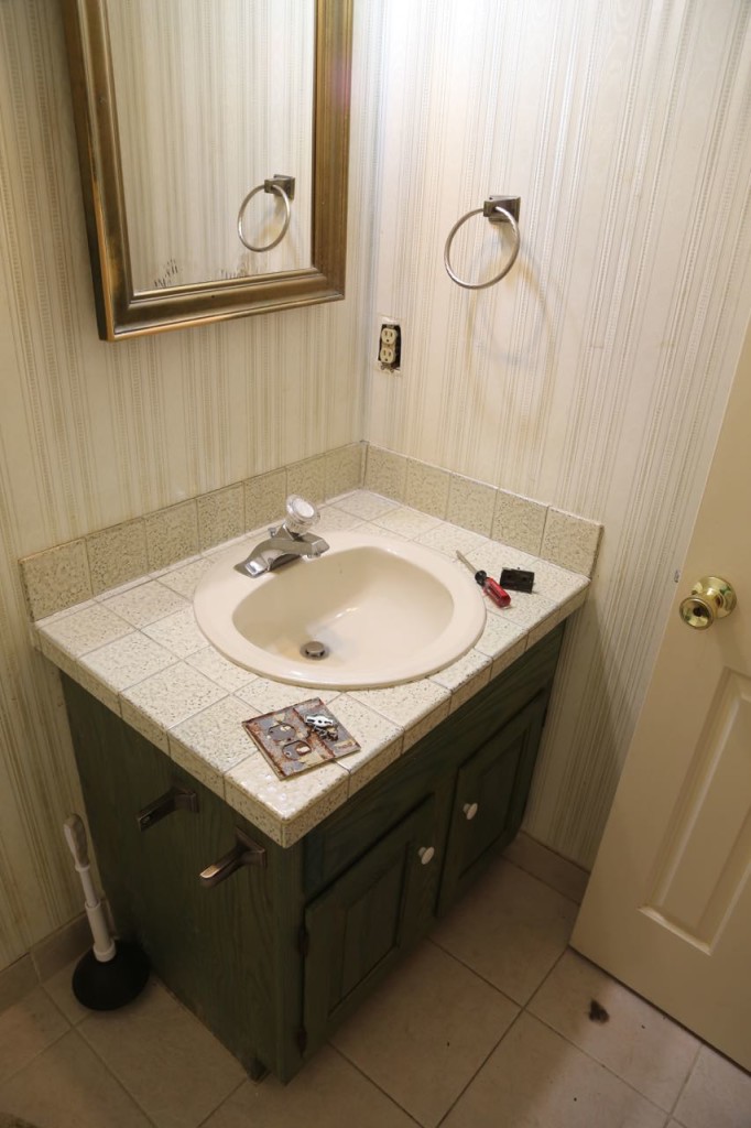 The old vanity and medicine cabinet