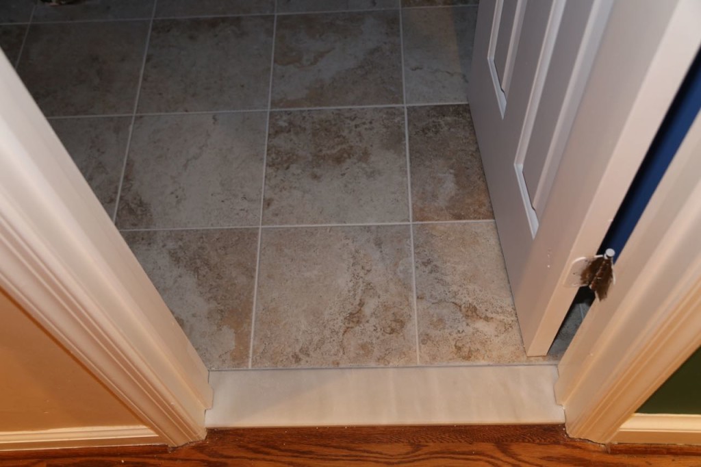 New marble transition and new tile floor