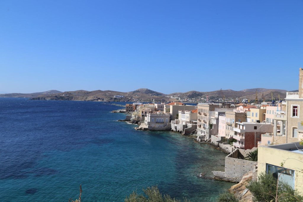 Hermoupolis houses next to water