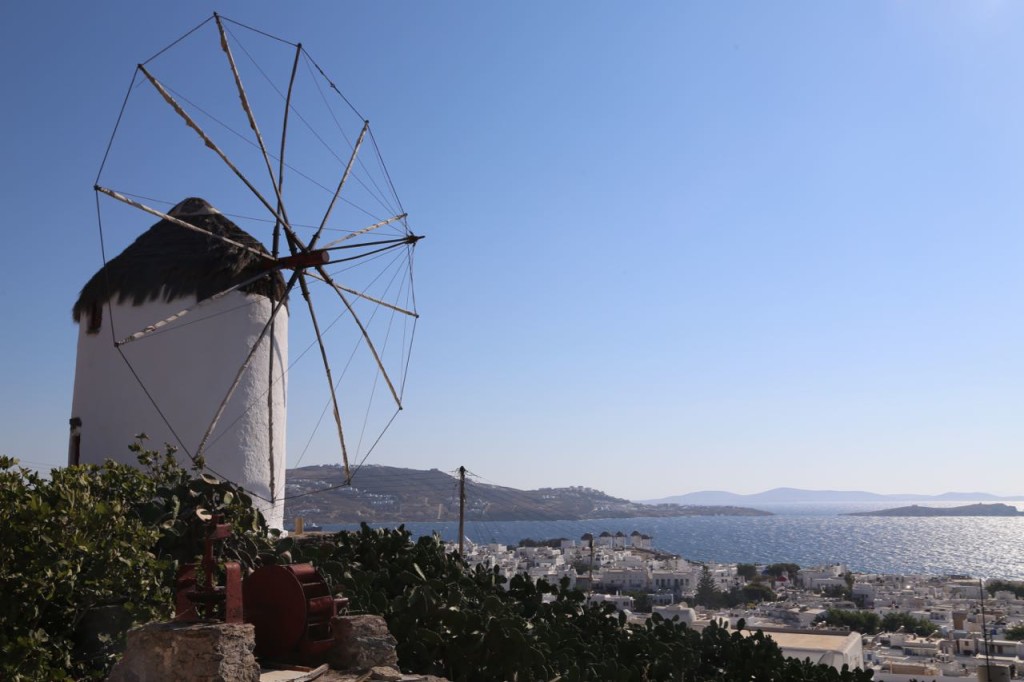 A famous Mykonos windmill on the hill