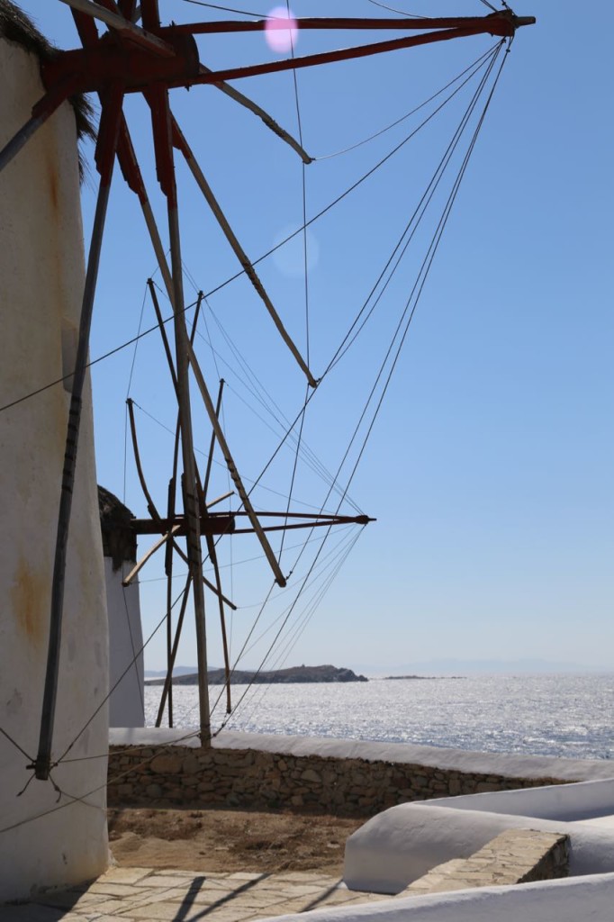 Up close view of the Mykonos windmills 