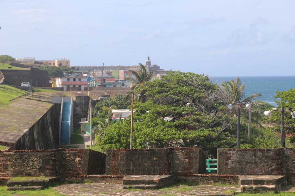 Ocean side wall with El Morro is background