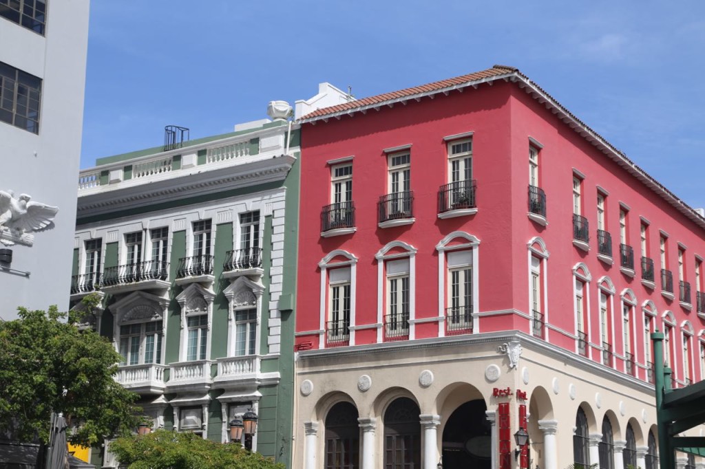 The pink building used to be a bank