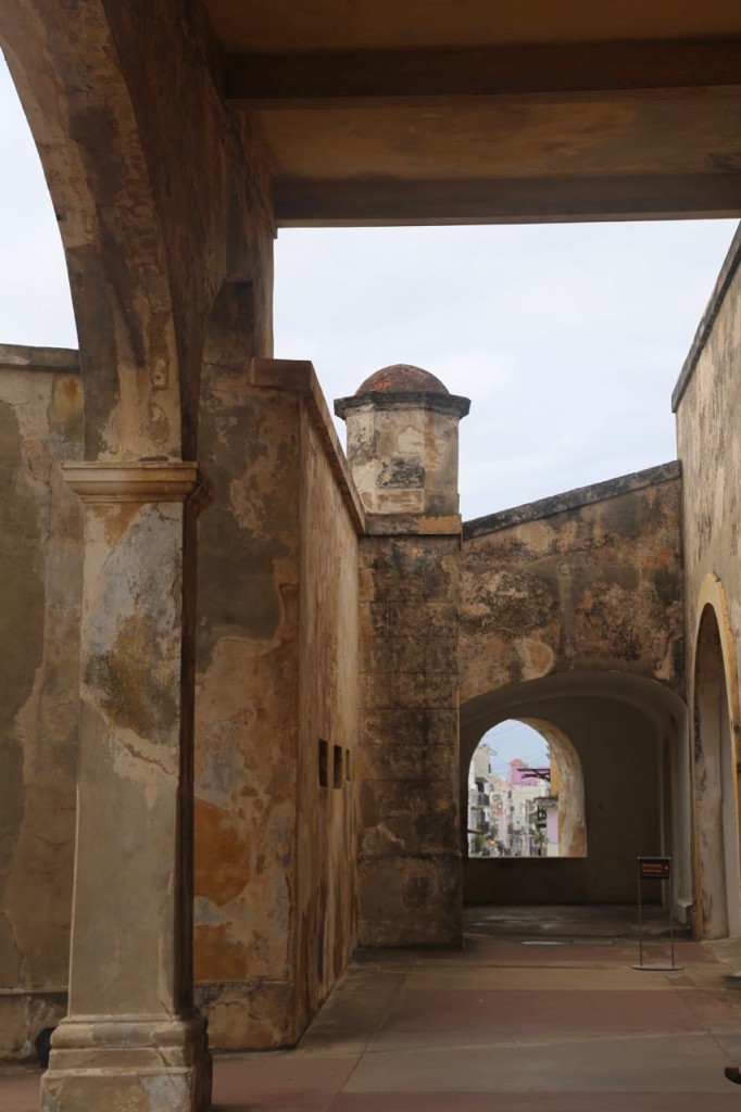 Courtyard with view to city through window