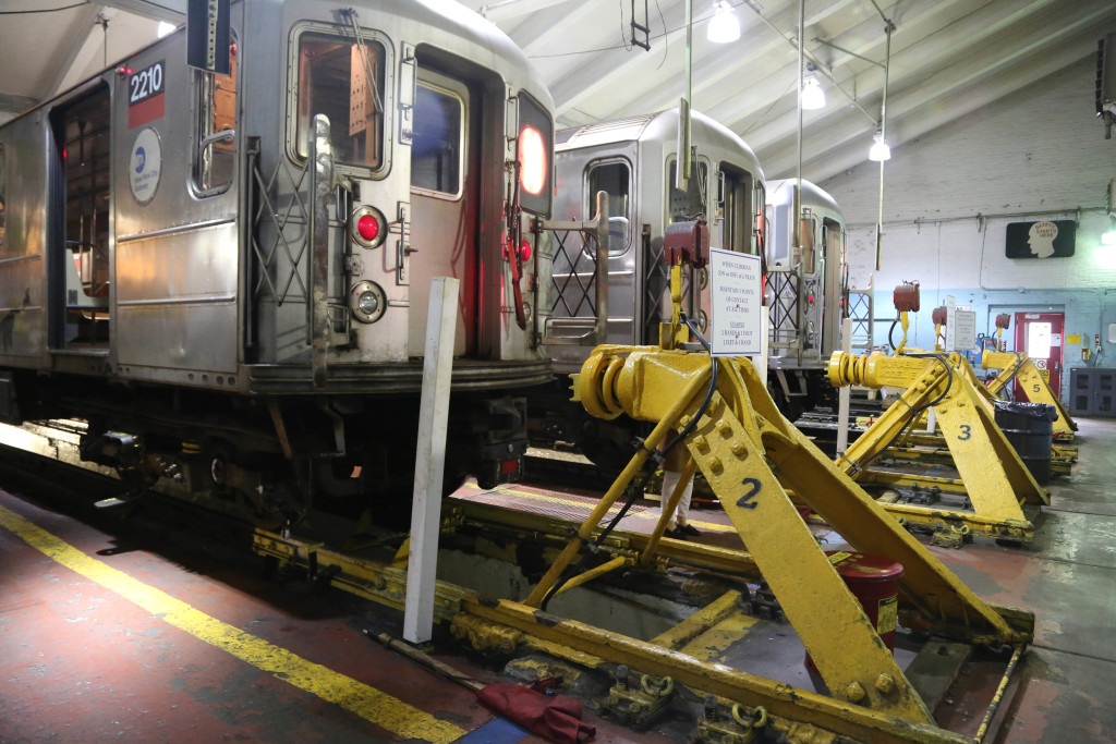 Trains in the 240th Street Train Yard shed