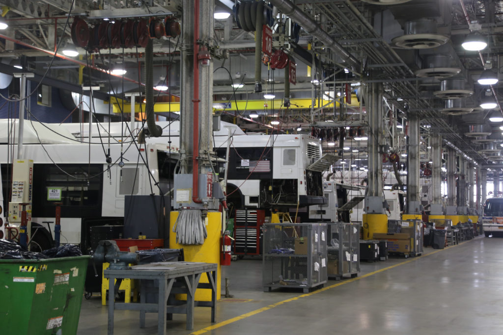 Buses in maintenance bays