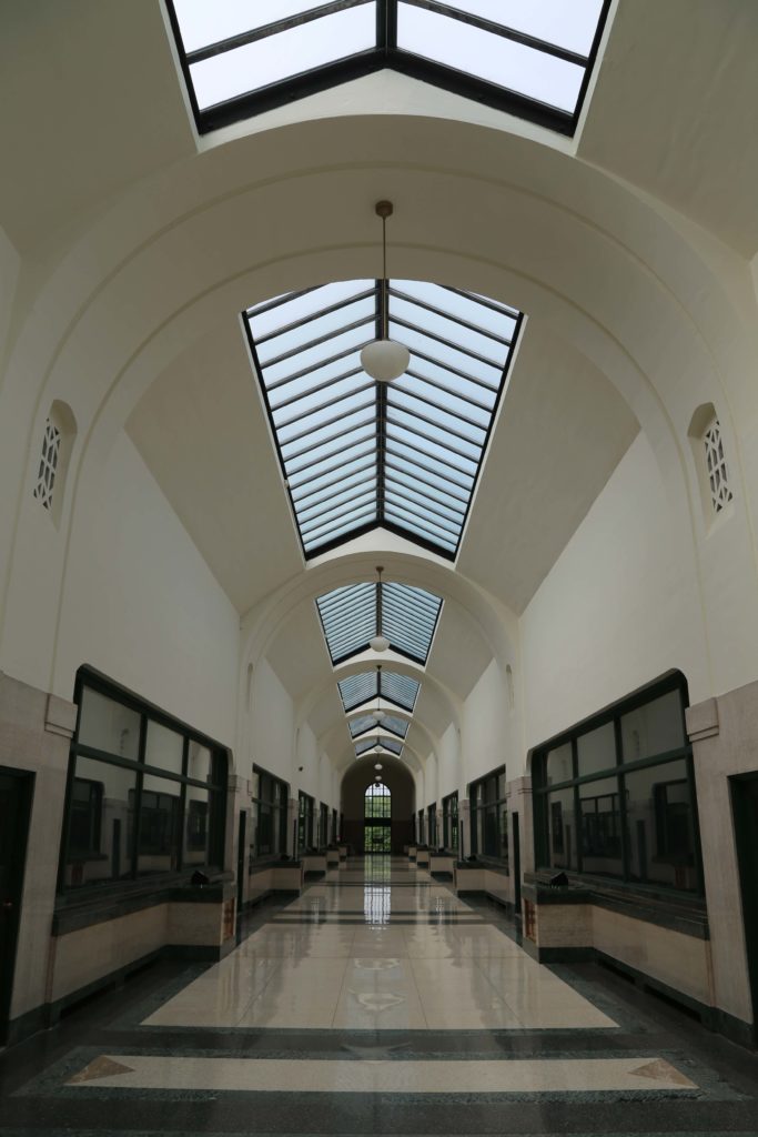 Filtration building gallery, windows on side allow views of filtration chambers