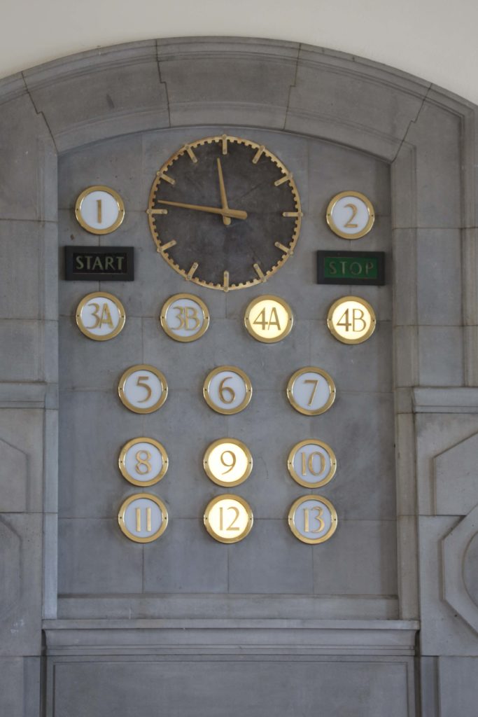 Signal panel in pumping station indicating status of pumps