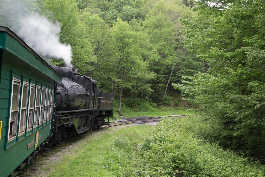 View of locomotive on a curve