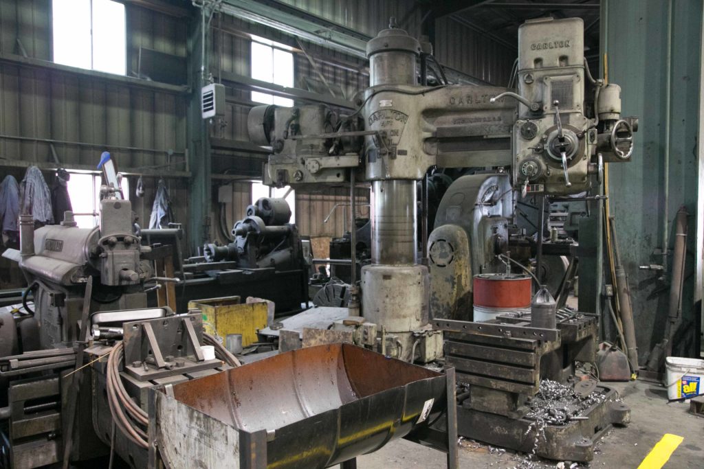 Inside the Cass shop with many machines to make replacement parts that can no longer be bought