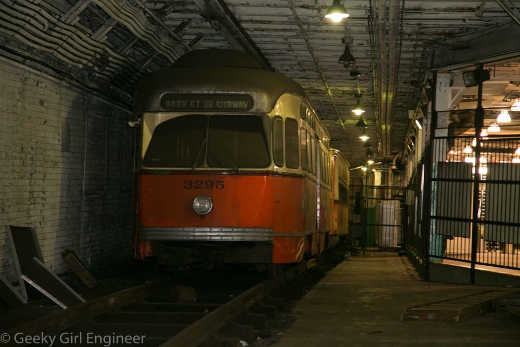 PCC Car No. 3295, according to display, this car was received in 1951 and was of the last PCC cards built by Pullman-Standard Company