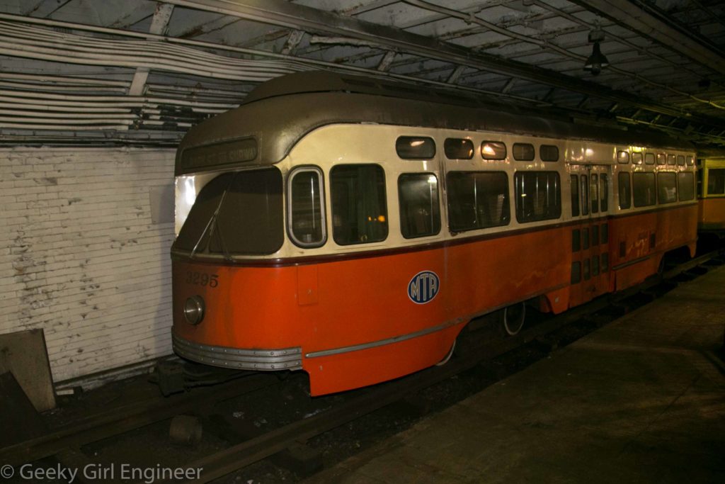 PCC Car No. 3295, according to display, this car was received in 1951 and was of the last PCC cards built by Pullman-Standard Company