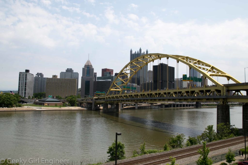 Fort Pitt Bridge over Monongahela River with downtown in background
