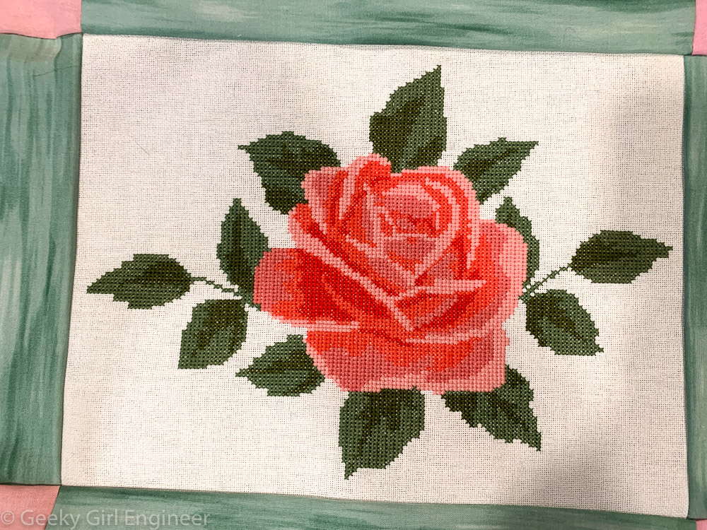 Cross-stitched rose