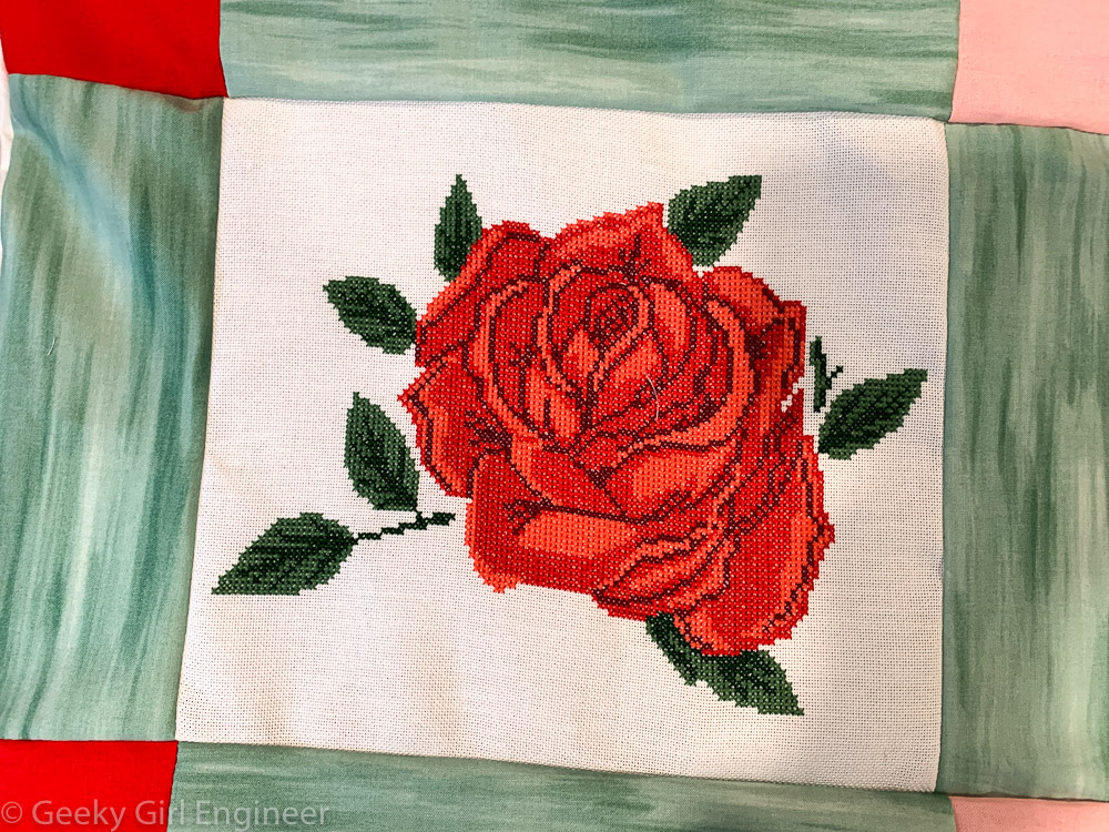 Cross-stitched rose