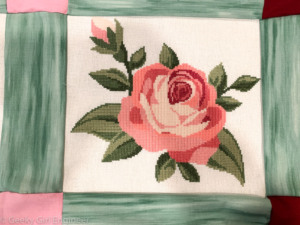 Cross-stitched rose
